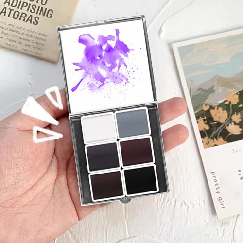 Mini Portable 6-Color Solid Watercolor Paint Set for Adults & Artists, High Tinting Strength Travel Art Kit for Beginners and Professionals, Half Pans (Each Capacity Approx 1.5ml).Basic Color - color: Solid Watercolor-basic Color