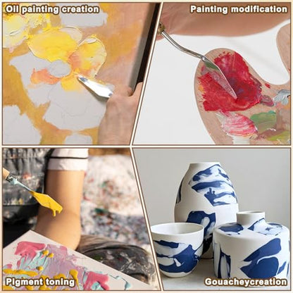 15Pcs Pallet Knife for Acrylic Paint Stainless Steel Painting Knives Set | with Wood Handle Palette Knife Set Drawing Scraper Oil Painting Accessories Paintings Knives for Art Canvas Draw Color Mixing
