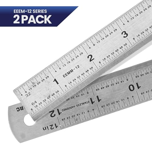 2 Pack | Pacific Arc Stainless Steel Ruler Inch and Metric, with 32nd and 64th Graduations, 12 Inches - style: Two Pack | 12 In
