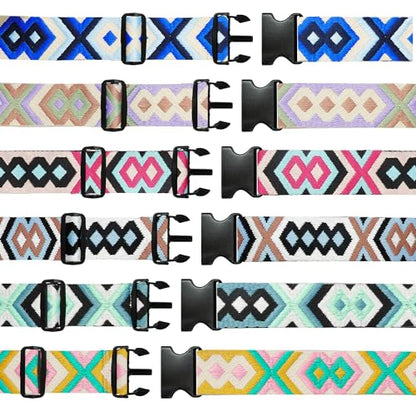 6 Pieces Luggage Straps Patterned Luggage Strap Suitcase Straps Luggage Belt Adjustable Travel Luggage Belt Strap with Quick Release Buckle, 2 inches Wide by 72 inches Long (Geometric Style) - style: Geometric Style