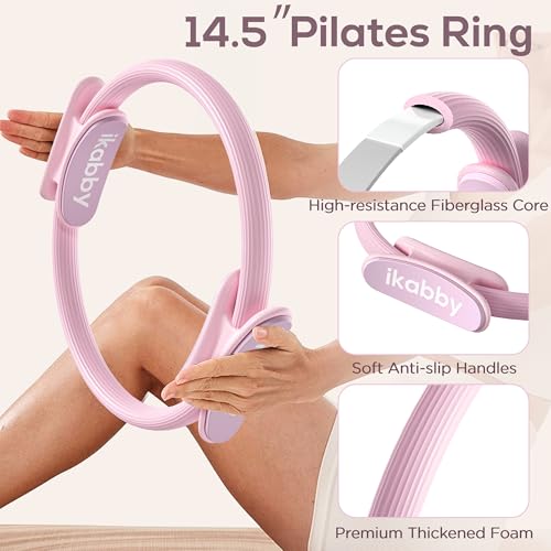 Pilates Kit, Home Pilates Kit with Weights, Pilates Equipment for Home Workout, Pilates Essentials Kit for Women, Yoga Pilates Mat Kit for Beginners, Pilates Set - color: Pink