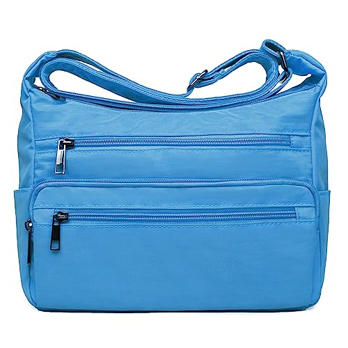 VOLGANIK ROCK RFID Purses for Women Fabric Nylon Multi Pocket Crossbody Bag Ladies Travel Handbag - color: Blue#106, size: Standard
