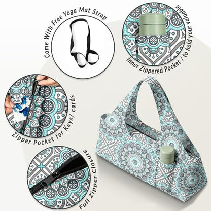 Yoga Mat Bag for Women Men Large Yoga Bag Travel - color: White