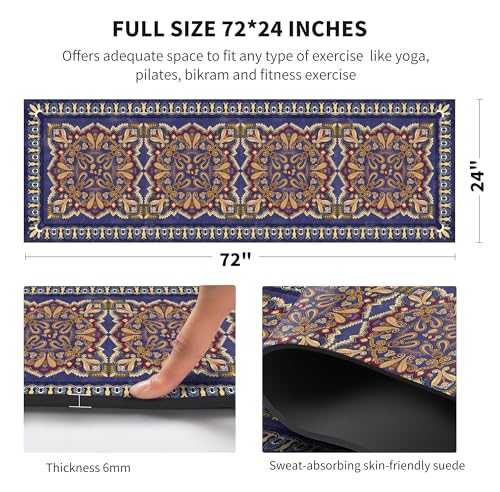 nuveti Yoga Mat Print Extra Thick TPE Non Slip Fitness Exercise Mat with Carrying Bag,72"x24" Extra Thick 6MM Exercise & Workout Mat for Yoga, Pilates Fitness and Floor Exercises - color: OSDT1