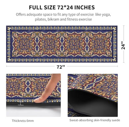 nuveti Yoga Mat Print Extra Thick TPE Non Slip Fitness Exercise Mat with Carrying Bag,72"x24" Extra Thick 6MM Exercise & Workout Mat for Yoga, Pilates Fitness and Floor Exercises - color: OSDT1