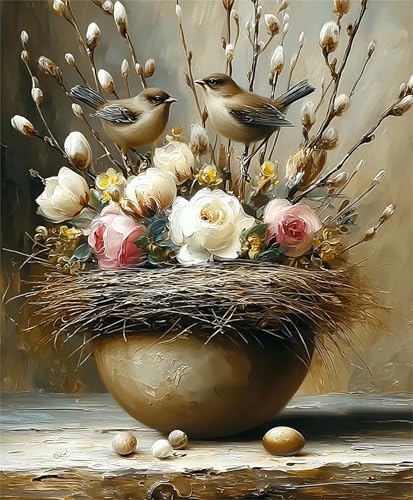 NDNXYXGS Paint by Numbers Kits for Adults,Bird DIY Painting Kit on Canvas,Flowers Color by Numbers,Large Adult Paint by Number for Wall Decor and Gifts (flower3) - color: flower3