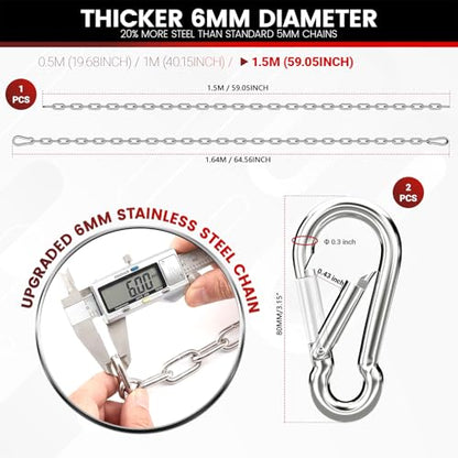 sprookber 67" Hanging Swing Chain,1000 lb Capacity,6 mm 304 Stainless Steel - color: Silver, size: 1 PACK 67inch