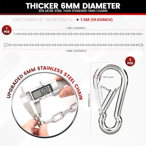 sprookber 67" Hanging Swing Chain,1000 lb Capacity,6 mm 304 Stainless Steel - color: Silver, size: 1 PACK 67inch