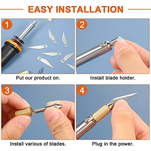 Honoson 30 Pcs Hot Knife Cutting Tool Kit for Carving Foam Cloth Stencil | 20 Blades, 3 Holders, 2 Pyrography Blades, Metal Stand, Hot Cutting Knife Set, Cuts Plastic Foam Cloth Stencil