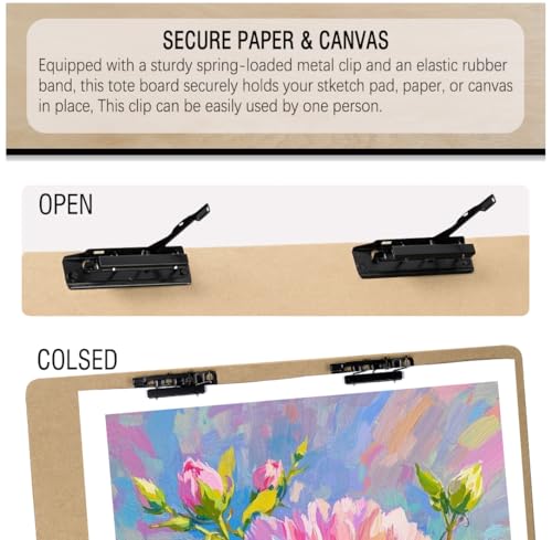 23"x26" Oversized Drawing Board with Clips and Rubber Bands | Big Size Art Board With 2 Clip To Secure Papers. Ideal For Sketching, Art Creation And Studio Use For Artists - size: 23"x26", 1 Pack