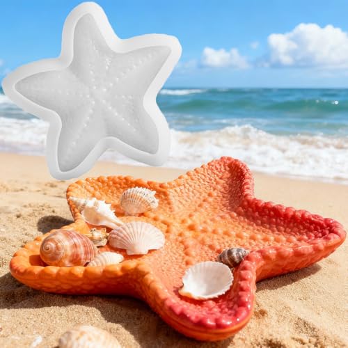 Starfish Resin Mold, Silicone Tray Mold for Epoxy Casting Storage | Durable Tray Molds for DIY Resin Art, Jewelry Trinket Dishes, Soap Dishes, Candles, Bathroom, Home Decor, Concrete, Ornaments - color: Starfish Resin Molds