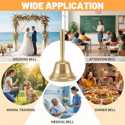 Brass Small Hand Bell for Seniors Bedside 3.27 Inch Dinner Bell for Wedding