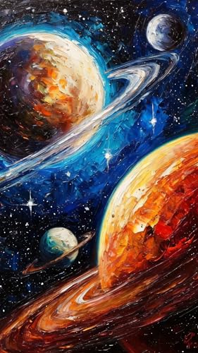 ARTGOTO Large Paint by Numbers for Adults Solar System Planets | 15.7x27.5inch/40x70cm Paint by Number Kit on Canvas, Galaxy Outer Space Acrylic Painting Set with Brushes, No Frame - color: PBN038