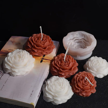 6 Pack Peony Flower Silicone Soap Molds with Large-Eye Wicking Needle,Candlewick,Moldes para Velas, Flower Molds Silicone Candle Molds for DIY Scented Candle, Soy Wax, Cake, Soap,Casting Craft Mould - color: 6PCS-Peony