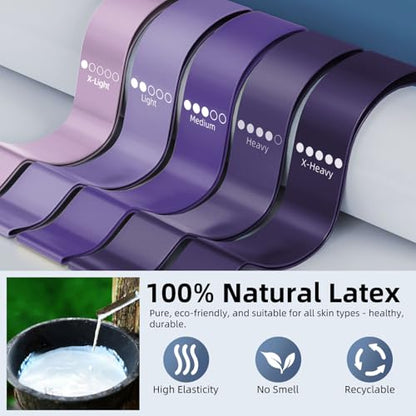 Resistance Loop Exercise Bands for Home Fitness, Yoga Pilates, Stretching, Strength Training, and Physical Therapy - Elastic Bands Set Workout Bands for Women&Men (5pcs Set) - color: Purple