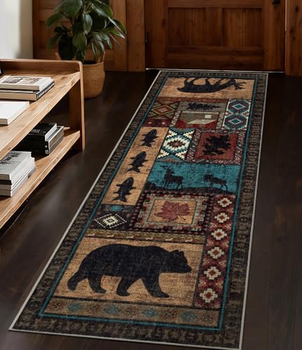 YIHOUSE Washable Rustic Cabin Runner Rug 2x6 Hallway - color: Brown, size: 2'x6' (Runner)