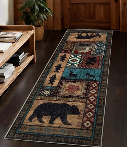 YIHOUSE Washable Rustic Cabin Runner Rug 2x6 Hallway - color: Brown, size: 2'x6' (Runner)