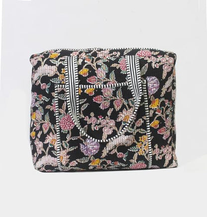 INDIAN CRAFT CASTLE Tote Bag with Yoga Mat Carrier Pocket Carryall Shoulder Bag for Office, Workout, Pilates, Travel, Beach and Gym - color: Black & Pink