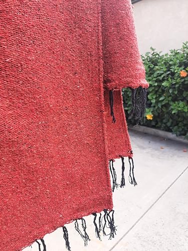 Open Road Goods Solid Color Mexican Yoga Blanket – Large Handwoven Throw for Yoga, Beach, Camping or Home – Soft and Durable Cotton Blend - color: Rust