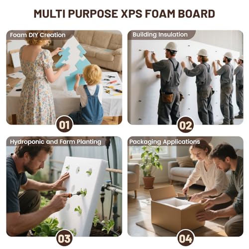 High Density XPS Foam Board, 4 Pack 15.6x11.7x0.79in Polystyrene Craft Foam | Rigid and Easy to Shape,DIY Modeling Art Projects, Party Decoration, Cosplay Prop Production, Carve,Heat Insulation - size: 15.6x11.7x0.79in-4pcs