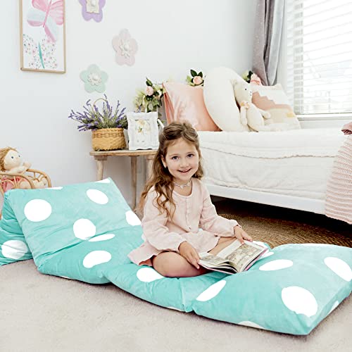Butterfly Craze Floor Pillow Case, Mattress Bed Lounger Cover, Polka Aqua, King Size - Cozy Seating Solution for Kids & Adults, Recliner Cushion, Perfect for Reading, TV Time (Pillow Not Included) - color: Polka Aqua, size: King