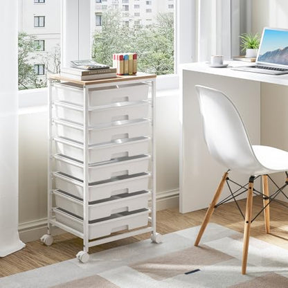 TOOLF Rolling Storage Cart with 8 Drawers,White - color: White