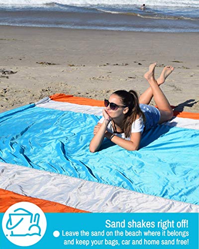 ECCOSOPHY Sandproof Beach Blanket, Oversized Sand Free Mat 9x10 ft - color: Blue