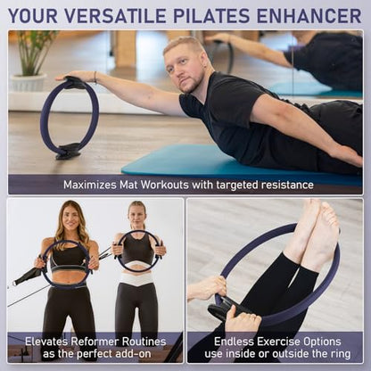 PhysKcal Pilates Ring, 15-Inch Magic Circle with Thick Padded Handle - color: Navy