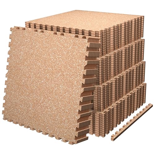 AIRHOP 0.56in Thick 192 Sq Ft Exercise Equipment Mats, 48 Tiles Upgraded Rubber Top with High Density EVA Foam, Large Interlocking Puzzle Gym Flooring for Home Gym, Heavy Weight Workout, 24 x 24in - color: Wood, size: 192 Sq Ft (48 Tiles)