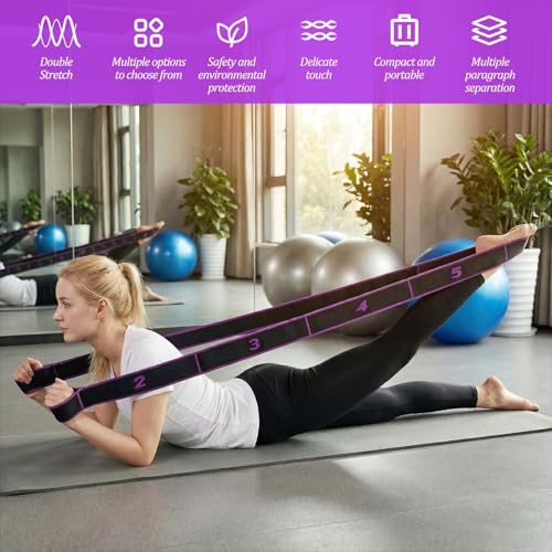 2 Pcs Fitness Resistance Band for Stretching and Yoga, Number Stretch Resistance Band with Clear Markings, 8-Section Elastic Training Bands for Full Body Stretching Shaping