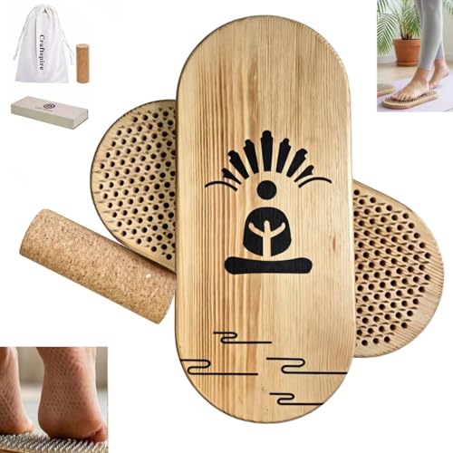 Sadhu Board Set, Wooden Board with 10mm Nail Spacing & Galvanized Nails, Acupuncture Foot Massage Tool for Standing, Yoga, Mindfulness & Meditation, Gift Box, Storage Bag & Cork Roller