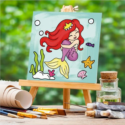 Anseal 12 Packs Pre Drawn Canvas to Paint, 4" X 4" Priness Pre-Printed Canvas Paint Party, Stretched Outline Painting Boards for Beginners, Party Favor - style: Priness