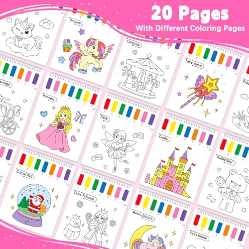 SOCOLER Paint with Water Coloring Books for Toddlers, Princess Theme Mess Free Watercolor Painting Papers for Kids Water Color Paint Kit Art Craft Birthday Gift for Ages 1-3, 4-8 - color: Princess