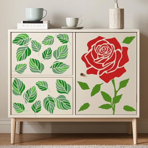 12 PCS Large Flower Painting Stencils, Reusable Sunflower Stencils for Painting on Wood Rocks Canvas Fabric Glass Pottery DIY Painting Art Projects - style: 12PCS Large Flower