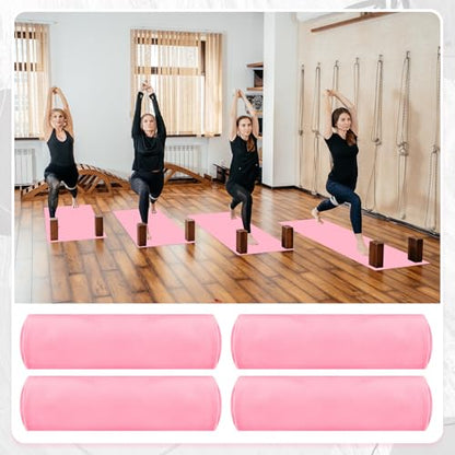 Breling 4 Pack 72" x 24" Hot Yoga Towel Non Slip Microfiber Mat Towel Sweat Absorbent Soft Pilates Mat Essentials for Hot Yoga Pilates Exercise (Pink) - color: Pink