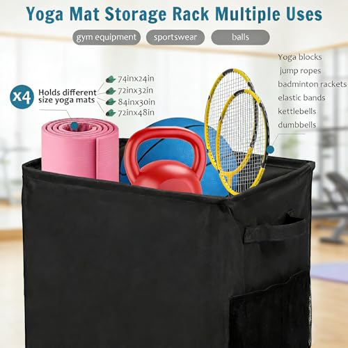 Yoga Mat Holder, Gym Mats Storage Rack with Wheels