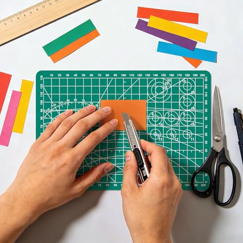 A5 Cutting Mat,8in x 6in Small Self Healing Sewing Mat Rotary Cutting Mat Double Sided Thickened Craft Cutting Board for Hobby Fabric Precision Sewing Modeling Quilting Projects,Green - color: Green, size: 8.7"L x 5.9"W