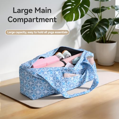 BOULDER BEE Yoga Mat Bag with Wet Pocket, Large Yoga Mat Carrier Fits All Your Stuff, Personalized Yoga Gifts, Gym Tote Bag for Women - color: Blue