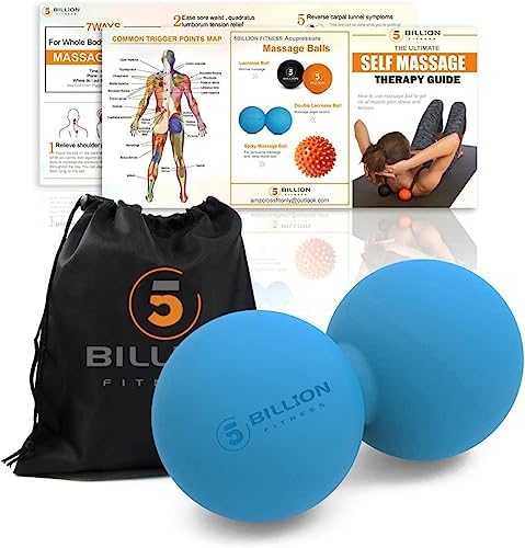 5BILLION Peanut Massage Ball - Double Lacrosse Massage Ball & Mobility Ball for Physical Therapy - Deep Tissue Massage Tool for Myofascial Release, Muscle Relaxer, Acupoint Massage (Black) - color: Blue-soft
