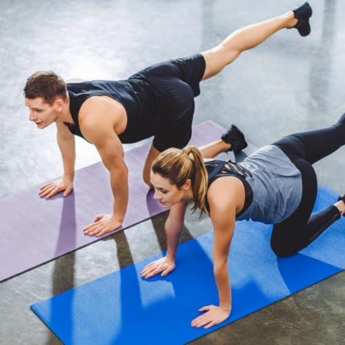 Funtery 3 mm Thin Yoga Mats Bulk, 68 x 24 Inches Lightweight PVC Exercise Mats Non Slip Workout Fitness Pads for Yoga Pilates Stretching Classes Gym Home Studio - color: Pastel