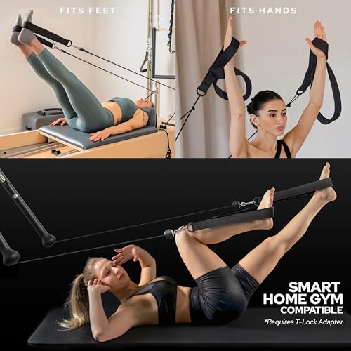 Pilates Loops Compatible with Tonal Smart Home Gym | Double Loop Pilates Straps for Reformer Machine, Soft Padding, Pilates Accessories with T Lock Attachments 2PCS - color: Black