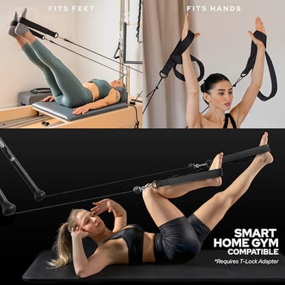 Pilates Loops Compatible with Tonal Smart Home Gym | Double Loop Pilates Straps for Reformer Machine, Soft Padding, Pilates Accessories with T Lock Attachments 2PCS - color: Black