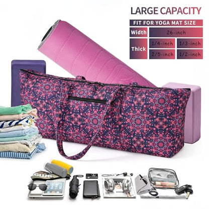 Boulder Bee | Yoga Mat Bag | Large Yoga Mat Carrier with Wet Pocket | Yoga Gifts | Gym Tote Bag for Women - color: Tote-Navy