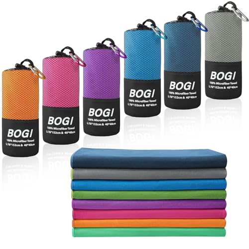 BOGI Microfiber Travel Sports Towel-Quick Dry, Soft Lightweight, Absorbent, Compact for Camping, Gym, Yoga, Swimming, Backpacking (L:60''x30''+16''x16'' - Grey) - color: Grey, size: L:60''x30''+16''x16''