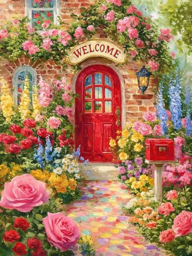 ZRIZQ Flowers Paint by Numbers Kit for Adults Beginner,Garden,16x20 | Full set with wooden brushes,rolled canvas,rich paints.Calming activity.Beginner friendly.Just open and paint. - color: 16"X20"Rolled Canvas(Frameless)-Flowers 4