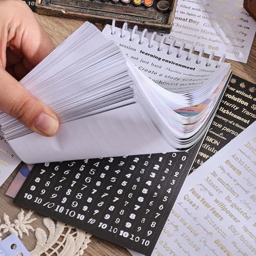 3000+ Pcs Word Stickers for Journaling, 50 Sheets Gold Foil Art Scrapbook Quote Stickers for Junk Journal, Scrapbooking Supplies Small Talk DIY Decorative Gift for Women Teen Girls - style: Quote Style 2