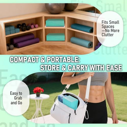 Folaps Squat Wedge Block with Guide for Heel Elevated Squat Weightlifting Slant Board for Squats with Carry Bag to Improve Mobility Balance and Strength Performance - color: Mint Green