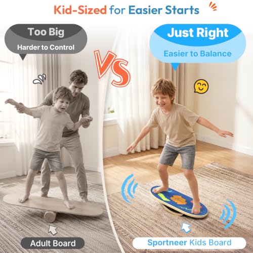 Sportneer Kids Balance Board, 4-Mode Adjustable Balance Trainer - color: Brush Blue
