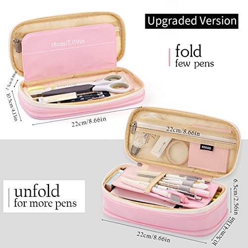 EASTHILL Big Capacity Pencil Pen Case Office College School Large Storage High Capacity Bag Pouch Holder Box Organizer Blue (Pink) - color: Pink