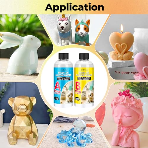 JDiction Brush-On Silicone Mold Making Kit, 10-15 Minutes Fast Cure Silicone Rubber, 20OZ Super Elastic Liquid Mold Making Silicone for Casting Resin Molds & Silicone Molds - size: 20oz